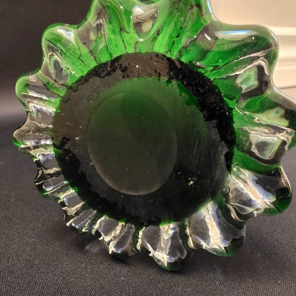 Blue White Green Murano Style Calla Lily Jack Pulpit Vase Art Hand Blown Glass